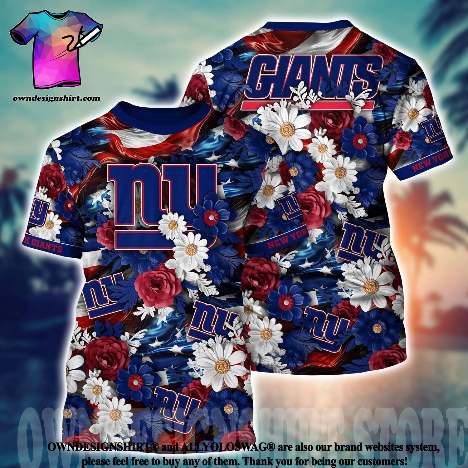 NEW York Giants NFL Hawaiian 3D Shirt