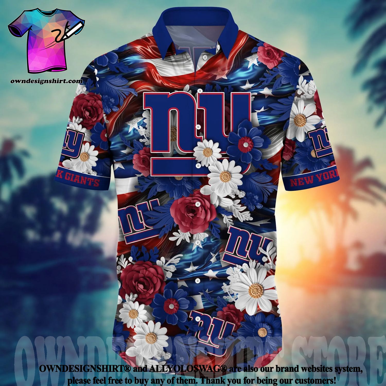 NEW York Giants NFL Hawaiian 3D Shirt