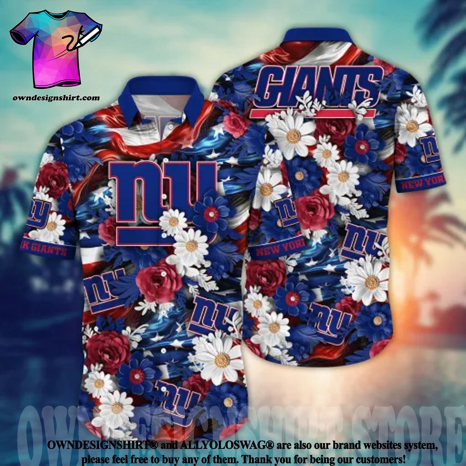 NEW York Giants NFL 3D All Over Printed Hawaiian Shirt, Short