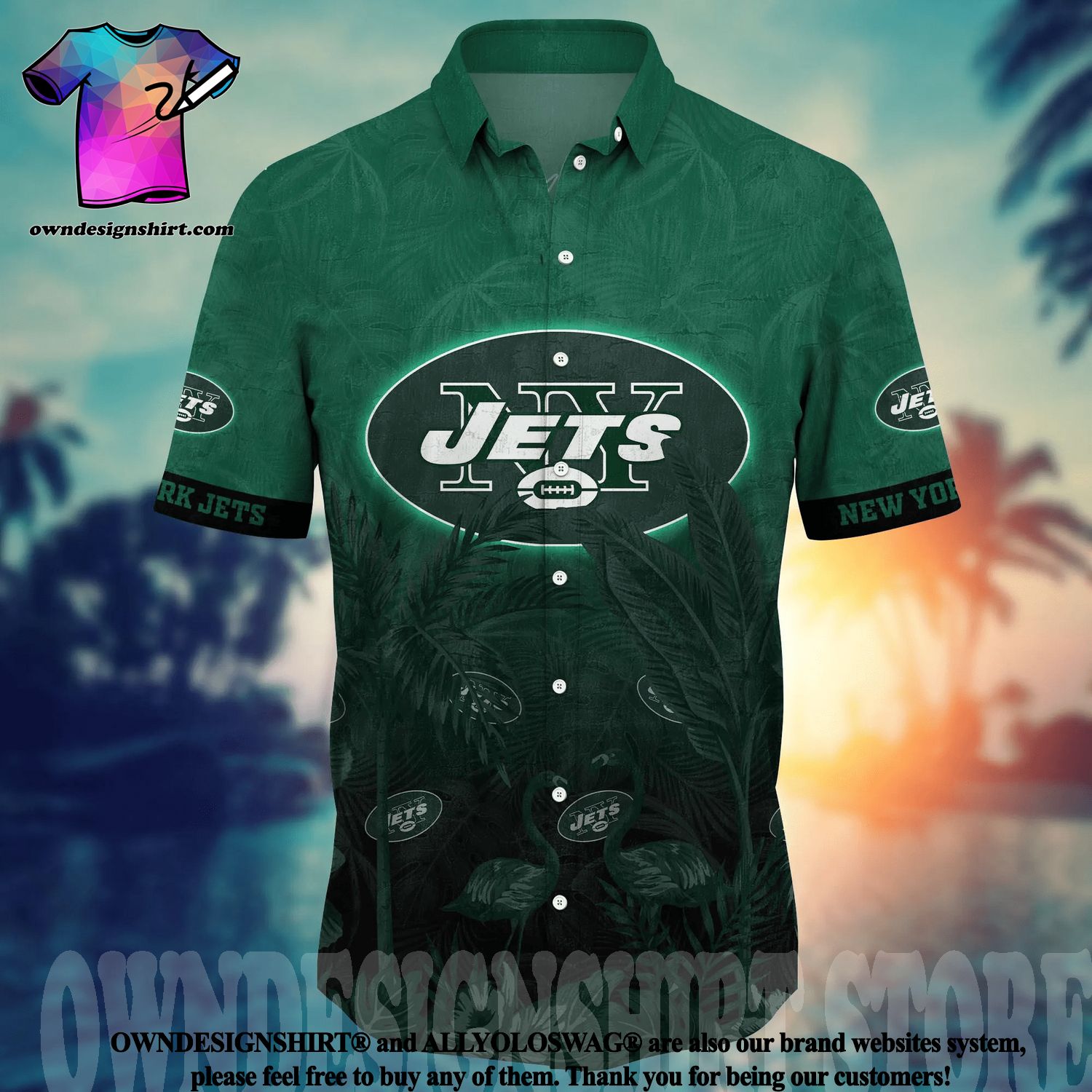 NY Jets retro Bowling Shirt 