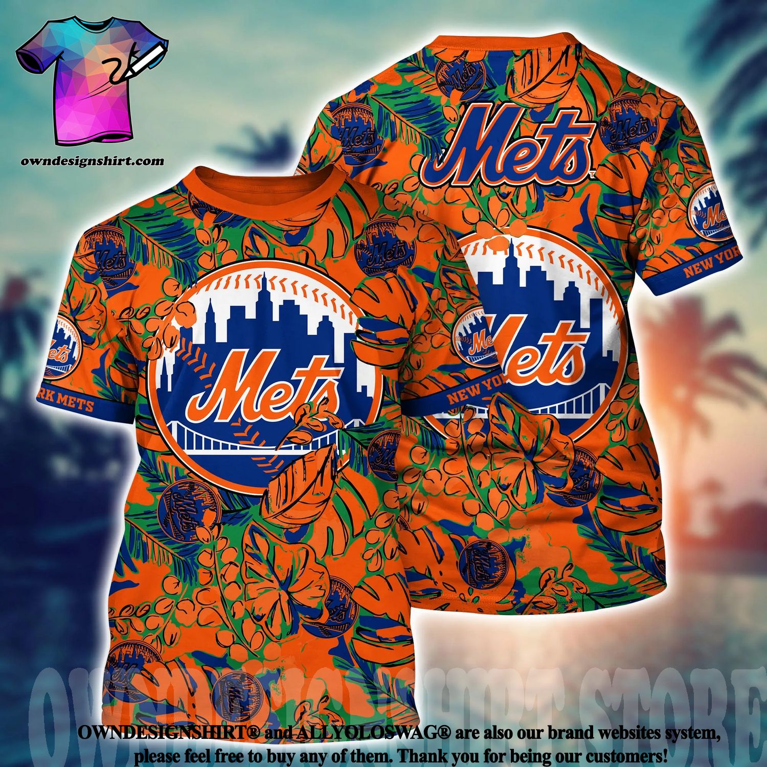 New York Mets MLB Hawaiian Shirt Ocean Hibiscus Custom Name For