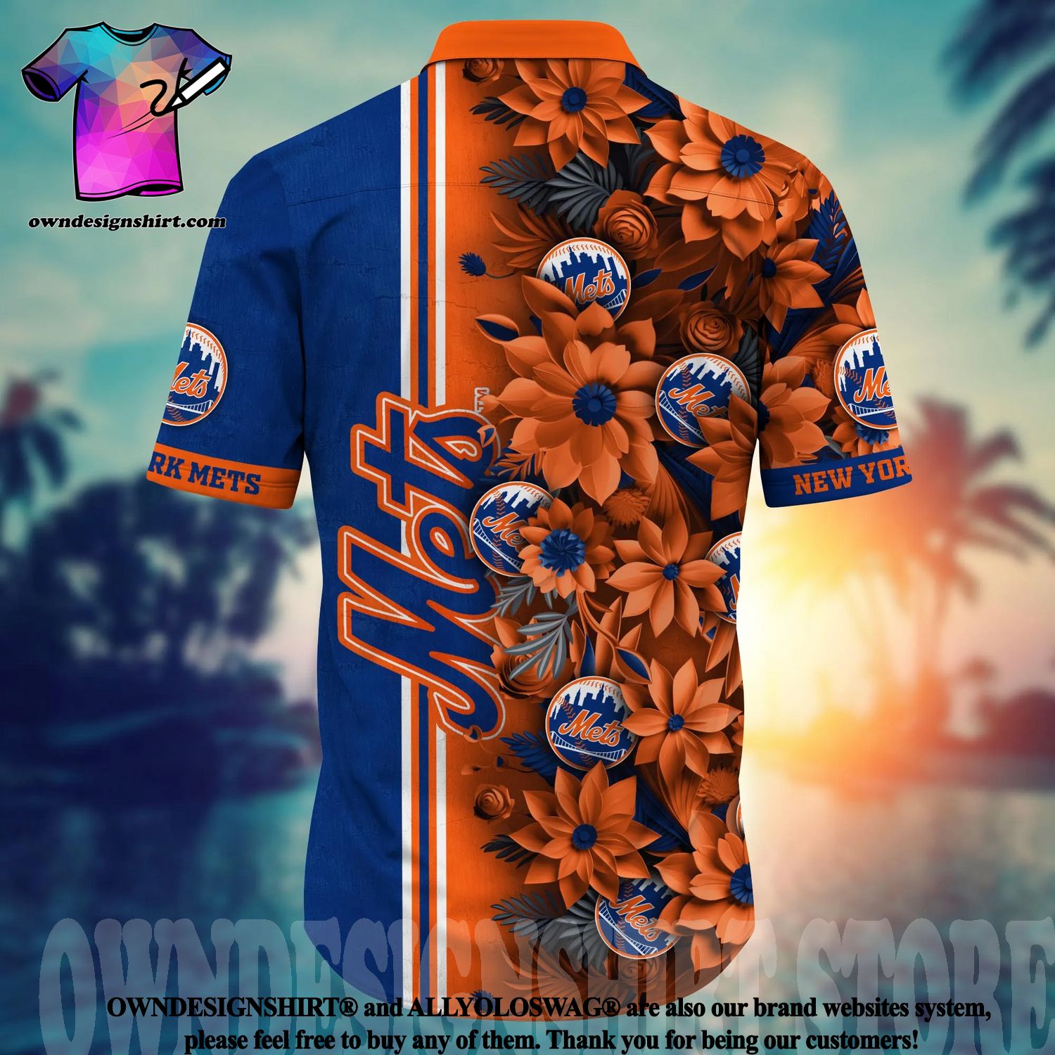 The best selling] New York Mets MLB Flower Full Printed Classic