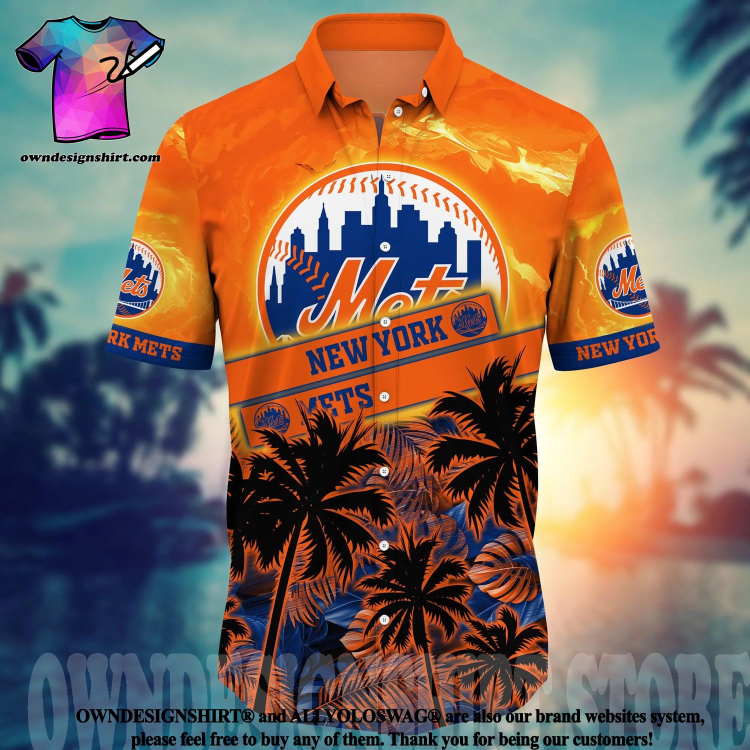 New York Mets Major League Baseball Simple Pattern 3D Print Hawaiian Shirt  For Fans, New York