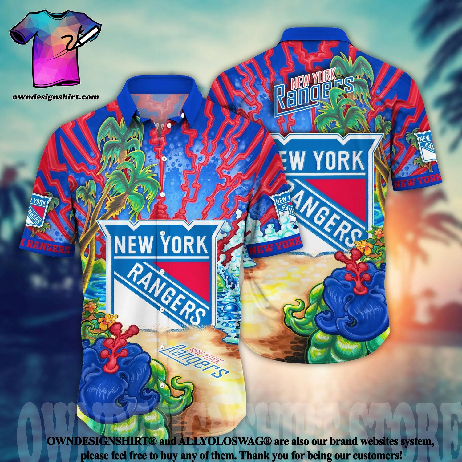 New York Rangers NHL Flower Classic Full Printing Hawaiian Shirt