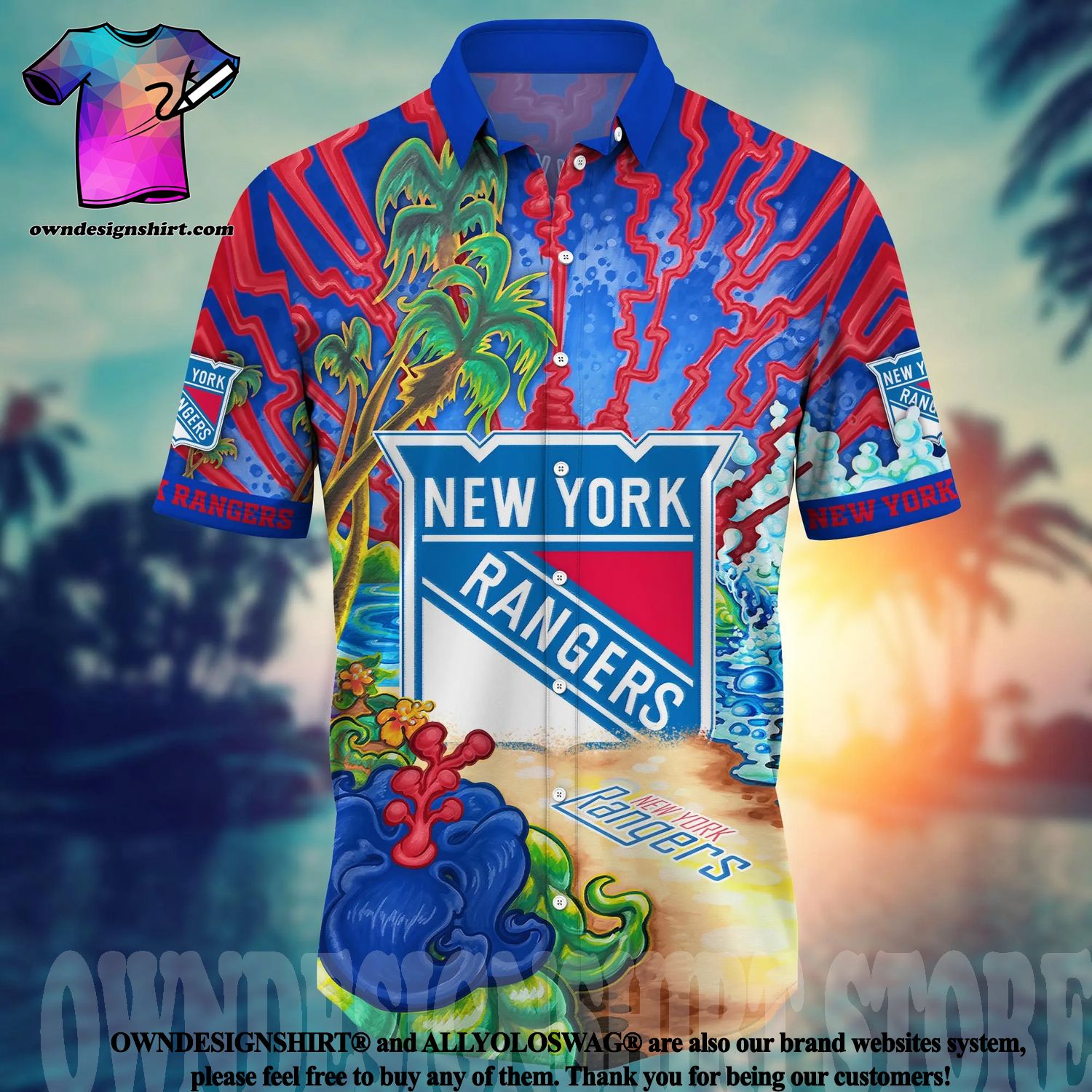 The best selling] New York Rangers NHL Floral All Over Printed 3D