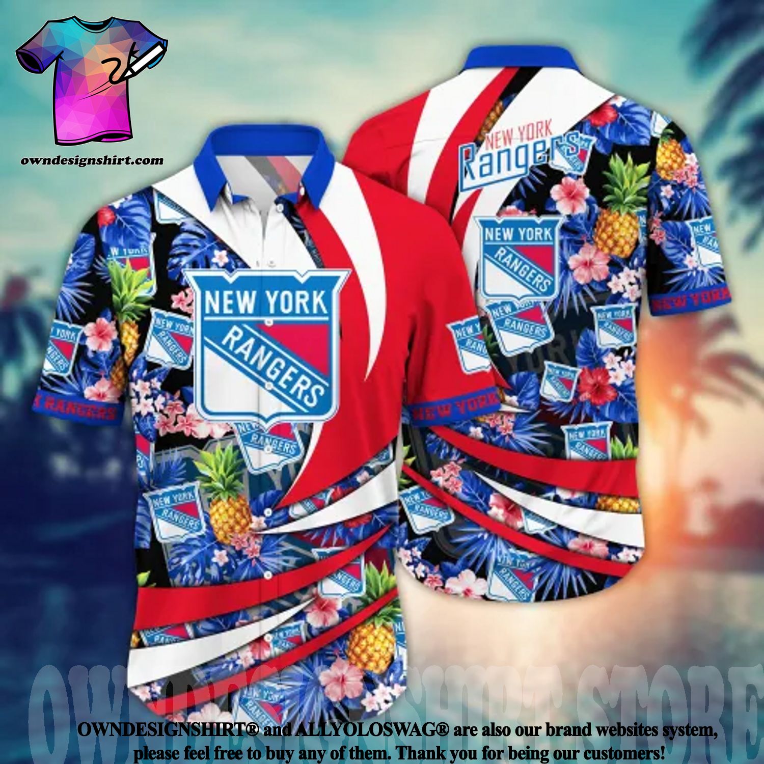 New York Rangers NHL Flower Classic Full Printing Hawaiian Shirt