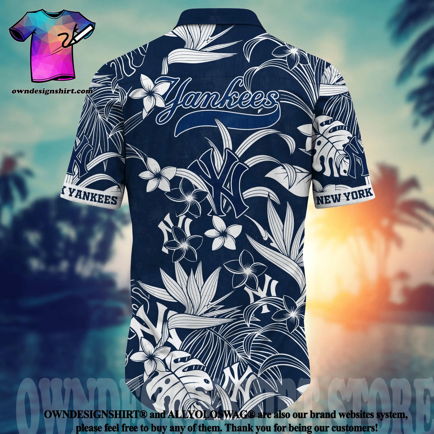 The best selling] New York Yankees MLB Floral All Over Printed Unisex  Hawaiian Shirt