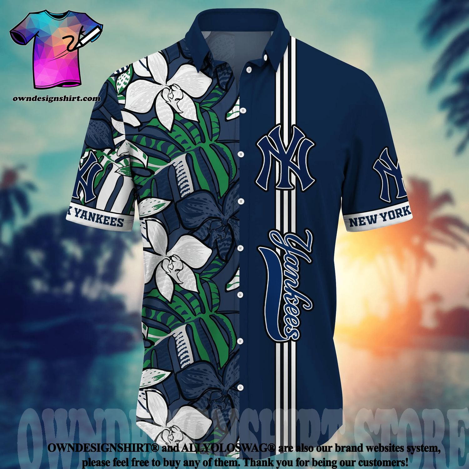 The best selling] New York Yankees MLB Floral All Over Printed Unisex  Hawaiian Shirt