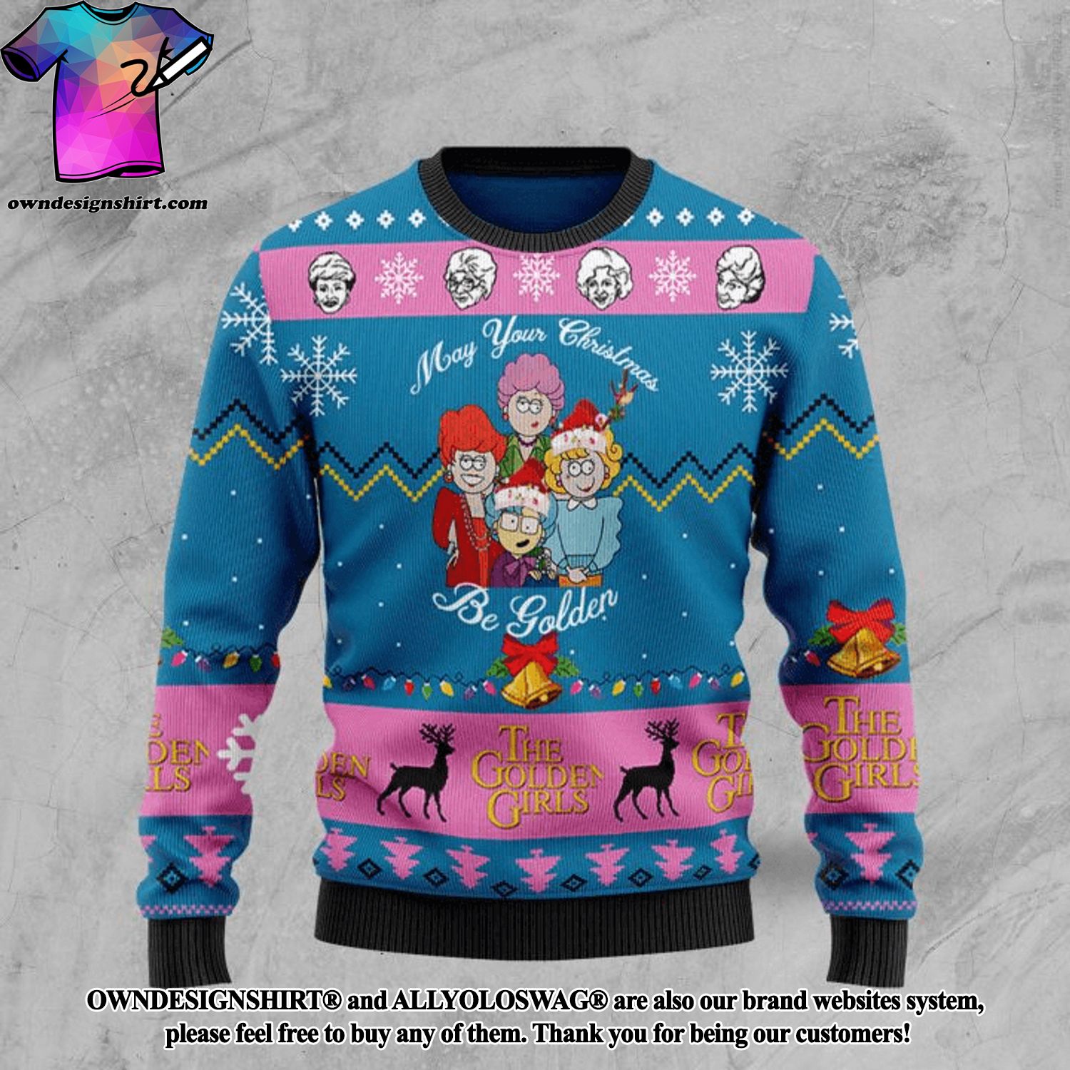 [The best selling] Golden Girls Christmas Ugly Wool Knitted Sweater