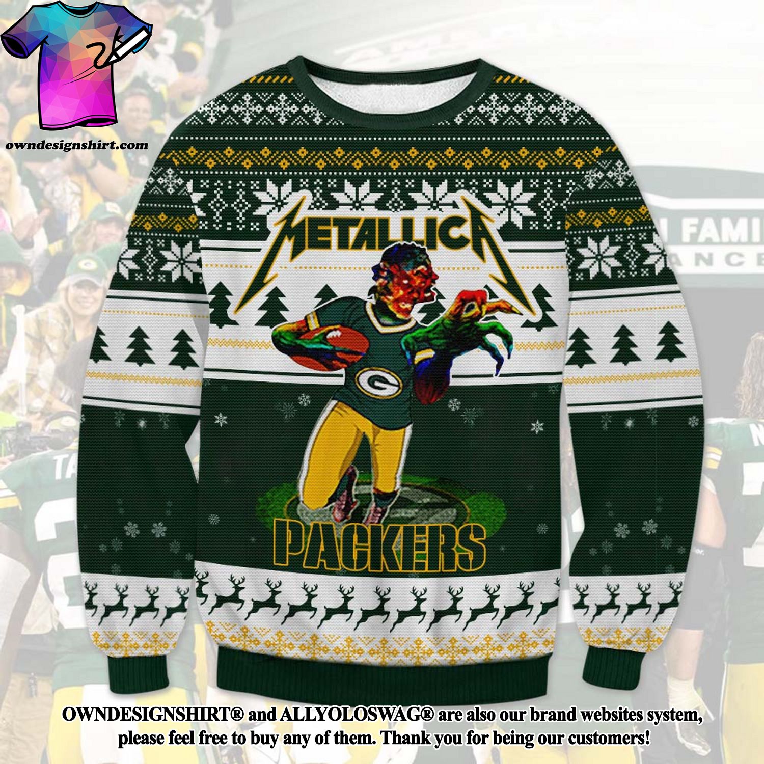 The best selling] Green Bay Packers Metalic For Christmas Gifts Ugly  Christmas Holiday Sweater