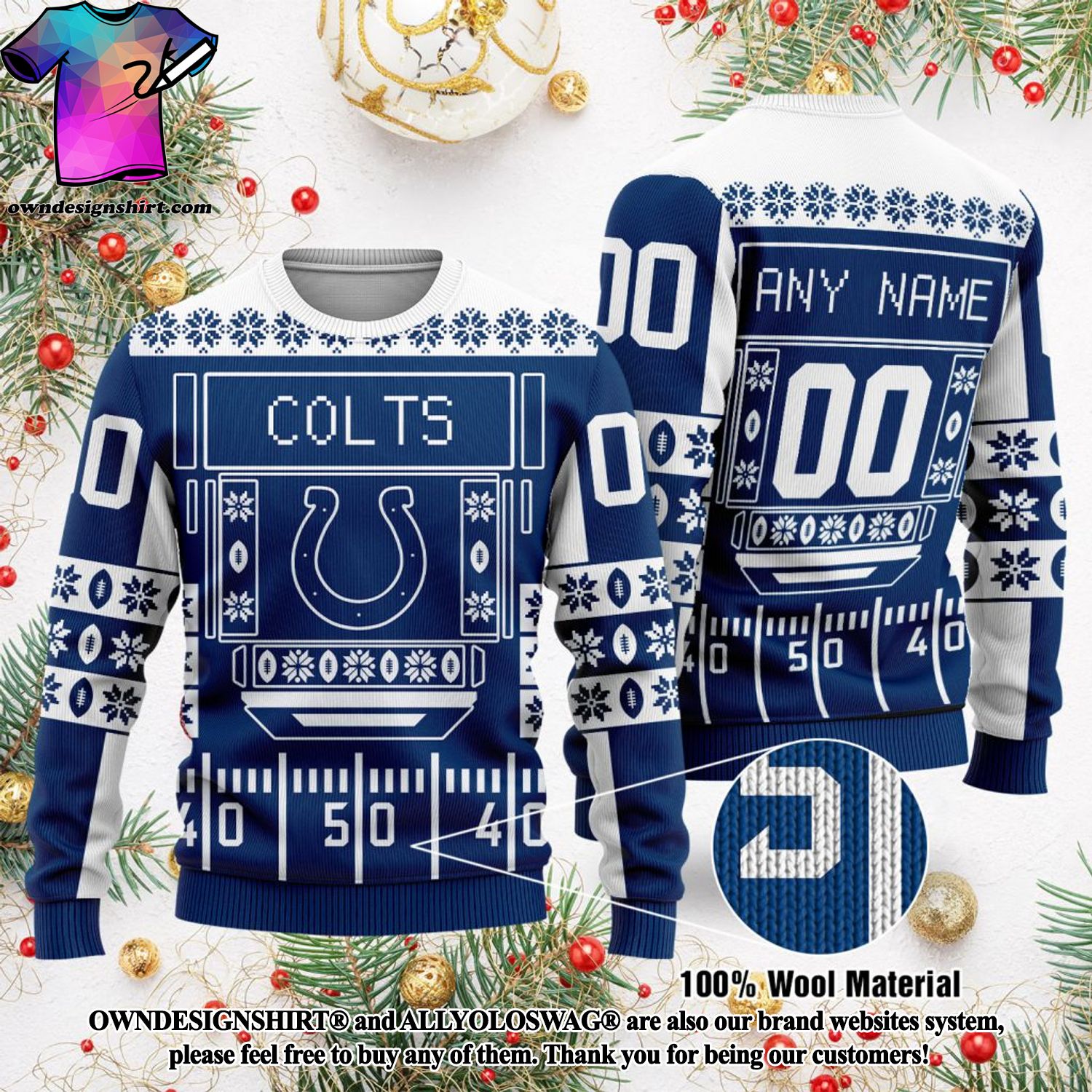 3D Print Indianapolis Colts Sweater NFL Football Fans Ugly Christmas Sweater  Christmas Gift For Men And Women