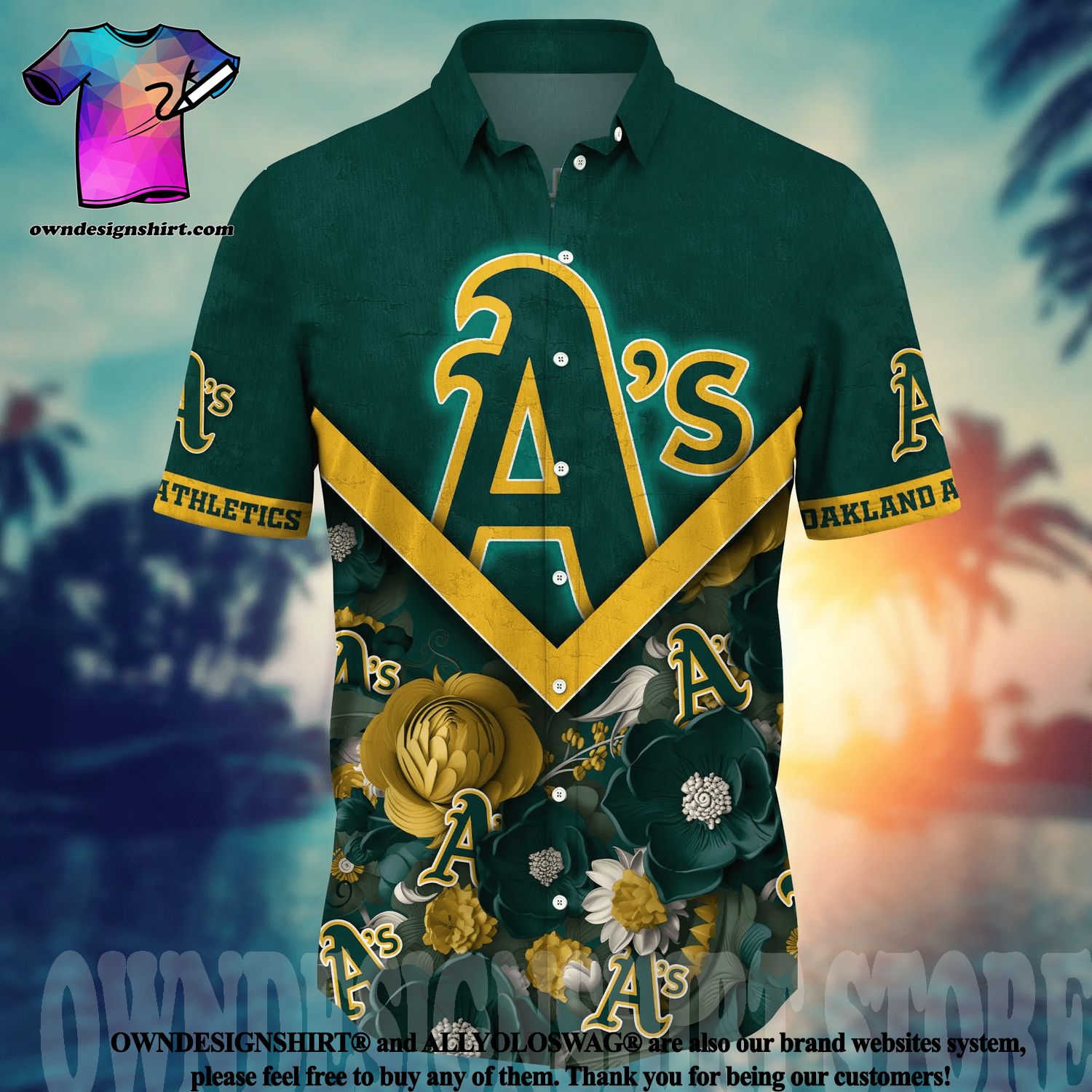 Oakland Athletics MLB Vintage Palm Tree Pattern Hawaii Shirt For