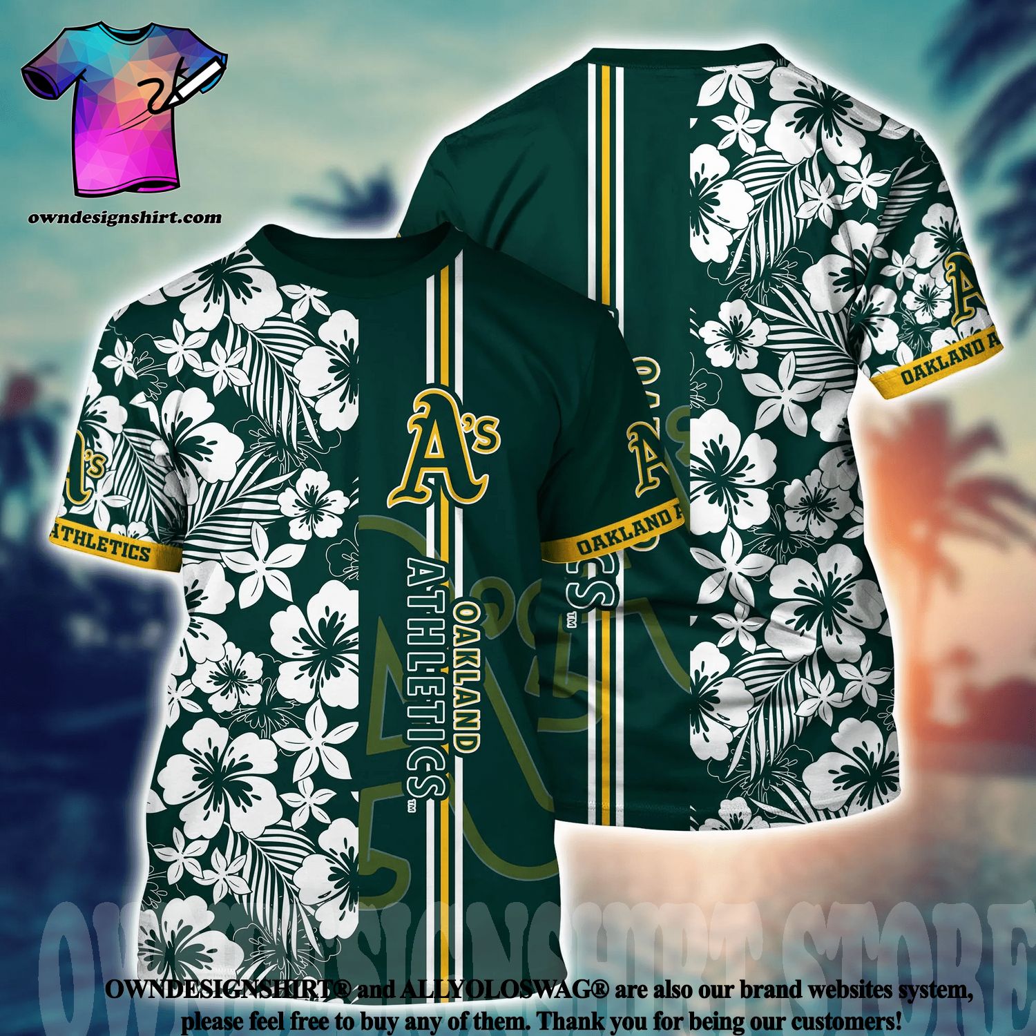 Oakland A's Sea Island Pattern Hawaiian Shirt And Shorts Summer Gift For Athletics  Jersey Baseball