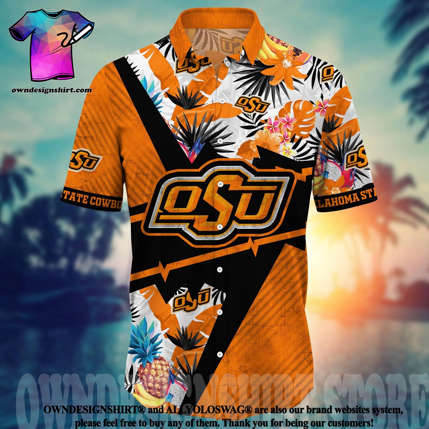 Oklahoma State Cowboys NCAA Camouflage Vintage Custom Name And Number  Hawaiian Shirt - Banantees