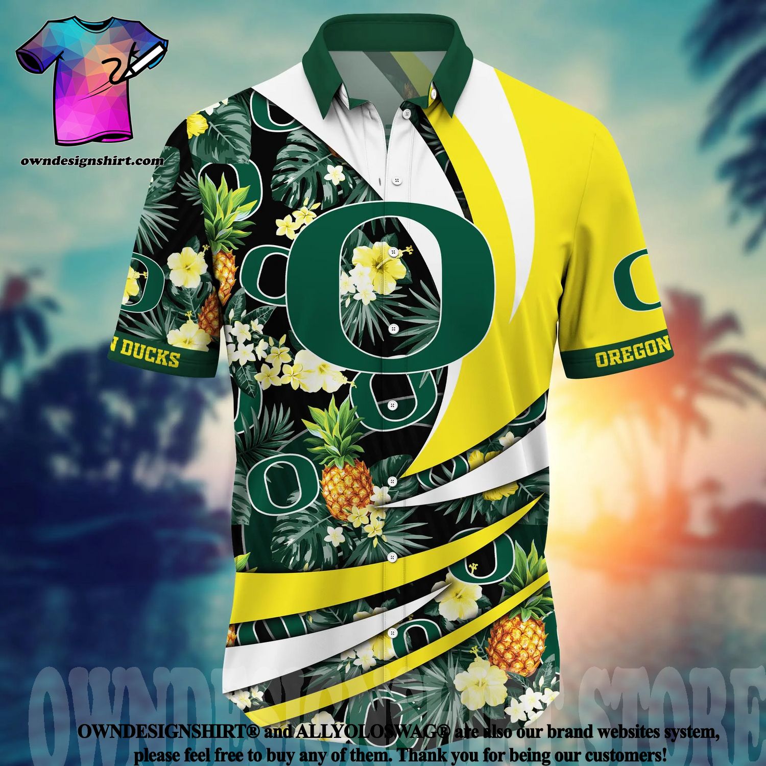 NCAA Oregon Ducks Flower Hawaiian Shirt 3D Shirt, Oregon Ducks