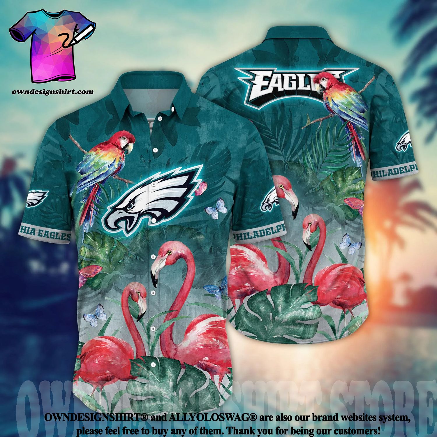 NFL 3D Hawaiian Shirt Men Philadelphia Eagles Shirt Flower Print