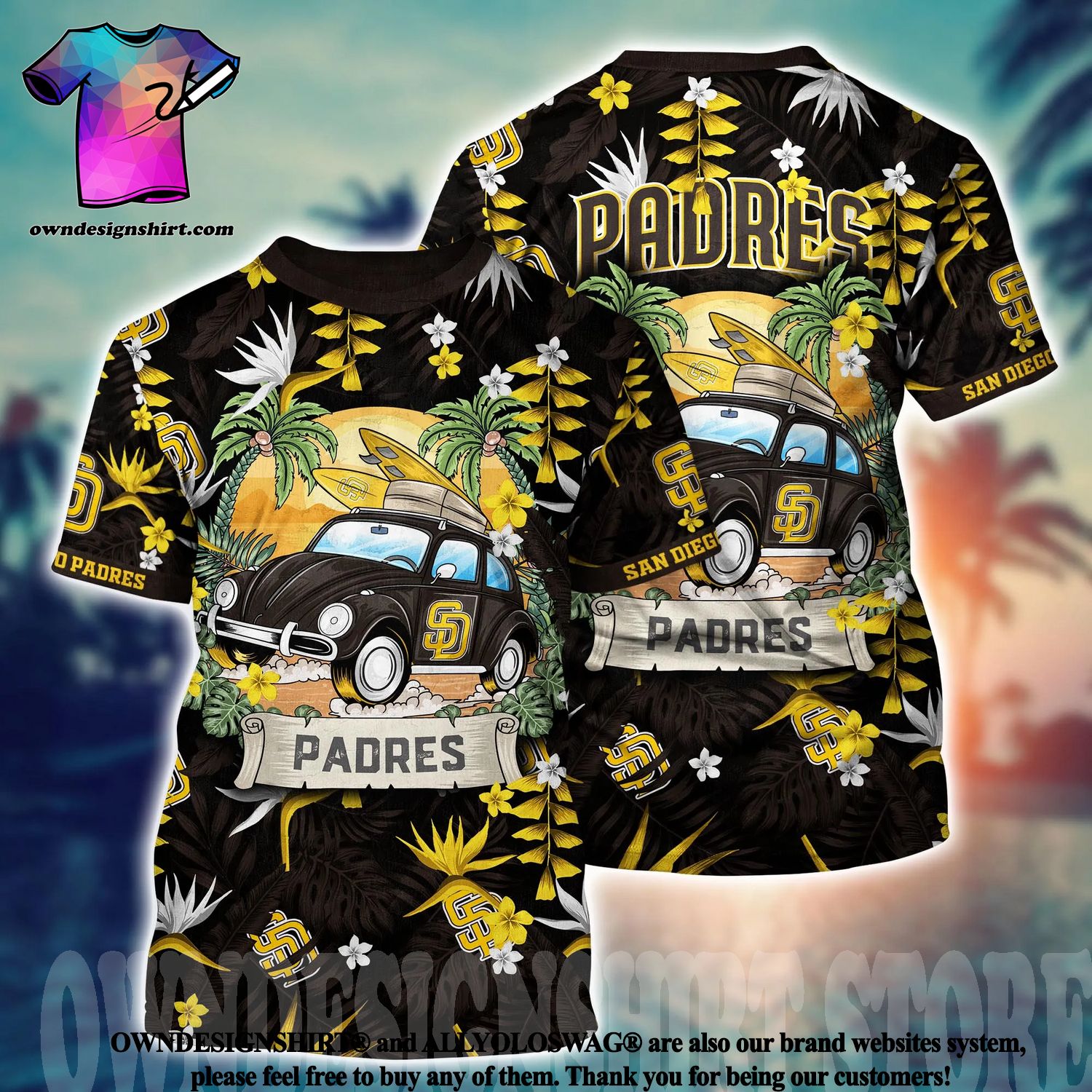 The best selling] San Diego Padres MLB Floral Full Printing Hawaiian Shirt