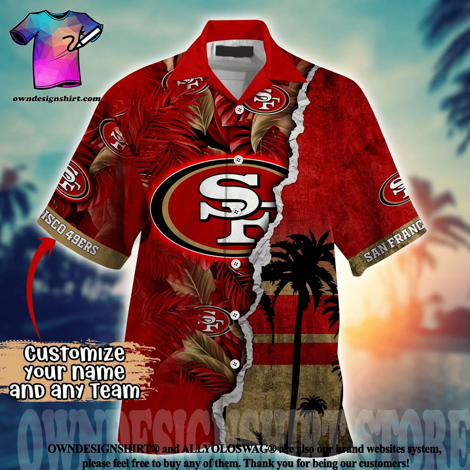 The best selling] San Francisco 49ers NFL Flower Classic Hawaiian