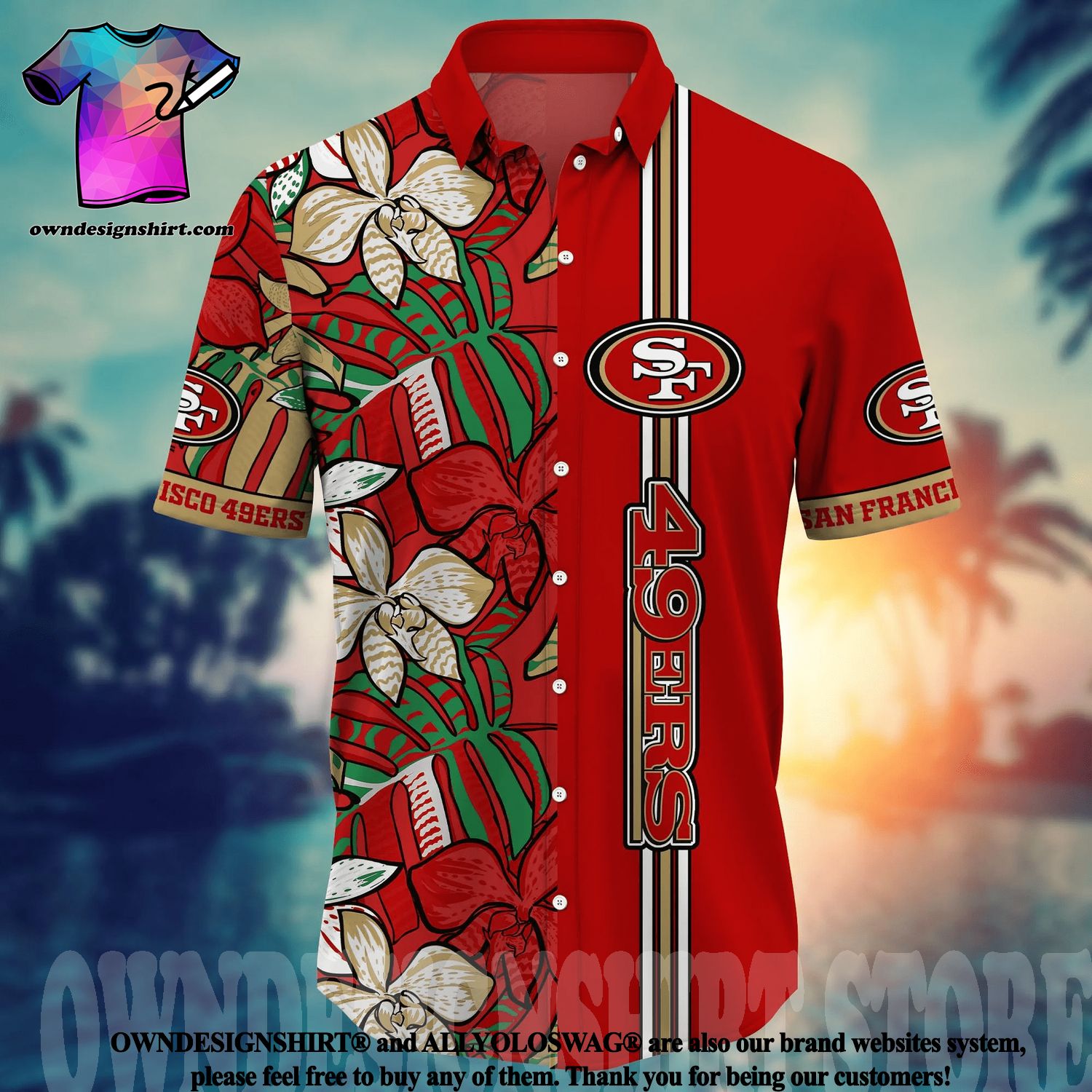 San Francisco 49ers NFL Tropical Flowers Hawaiian Shirt - T-shirts Low Price