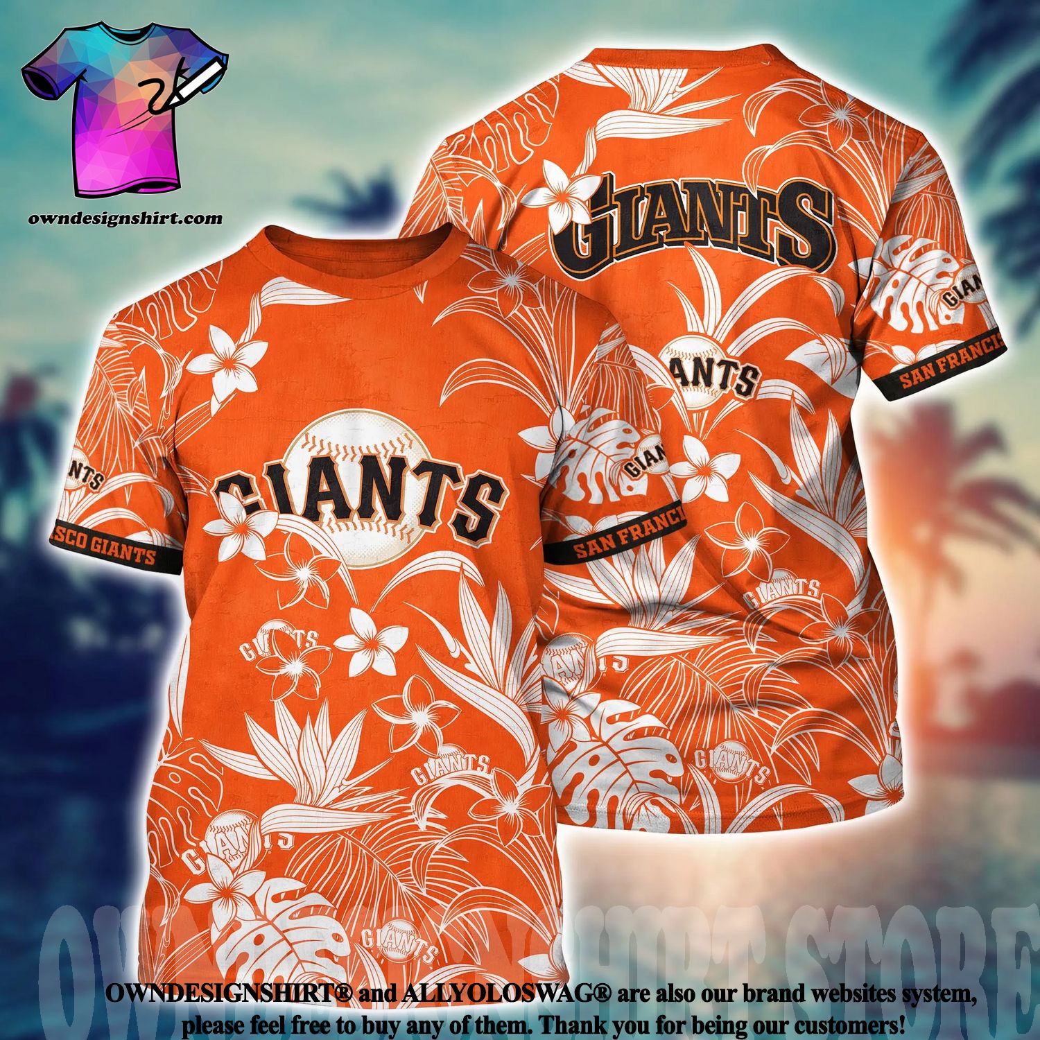Orange Tropical Vibes MLB Baseball San Francisco Giants Hawaiian