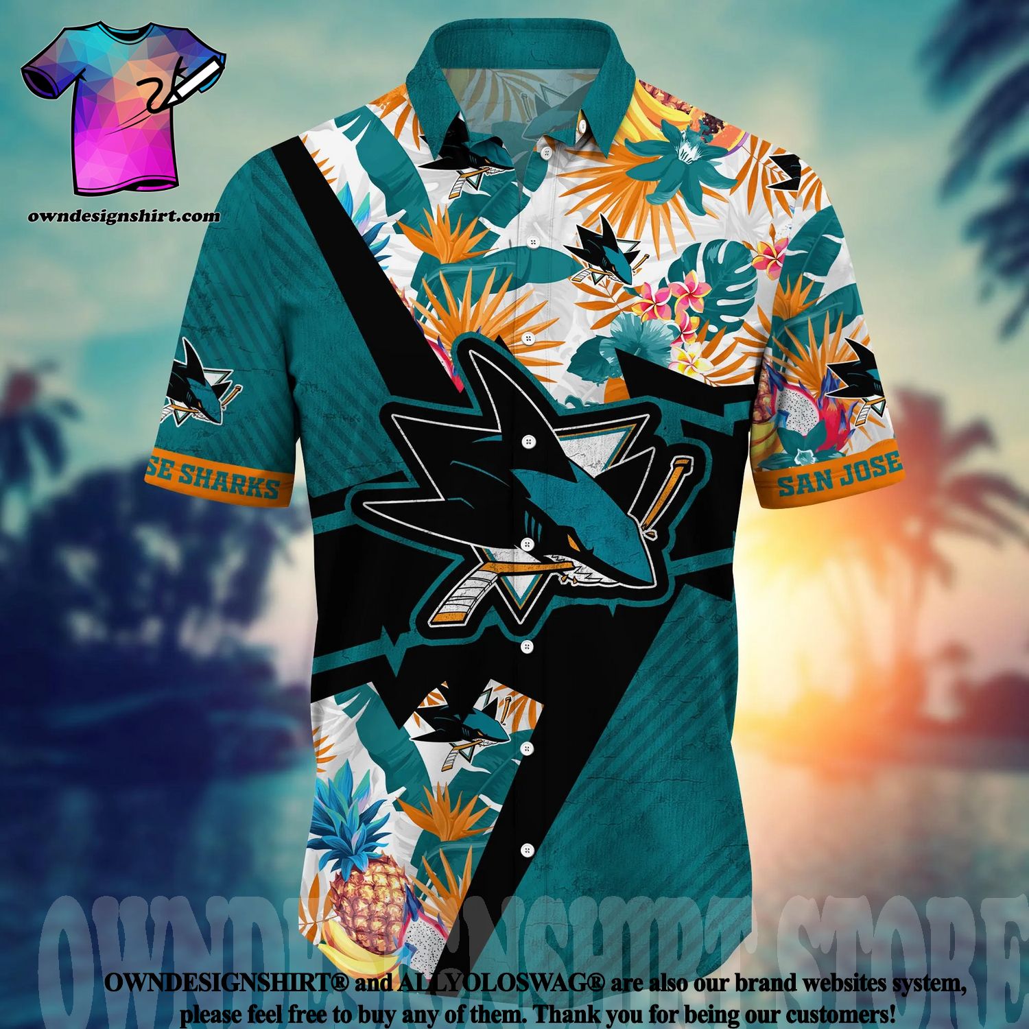 NHL San Jose Sharks Special Hawaiian Design Long Sleeve Button