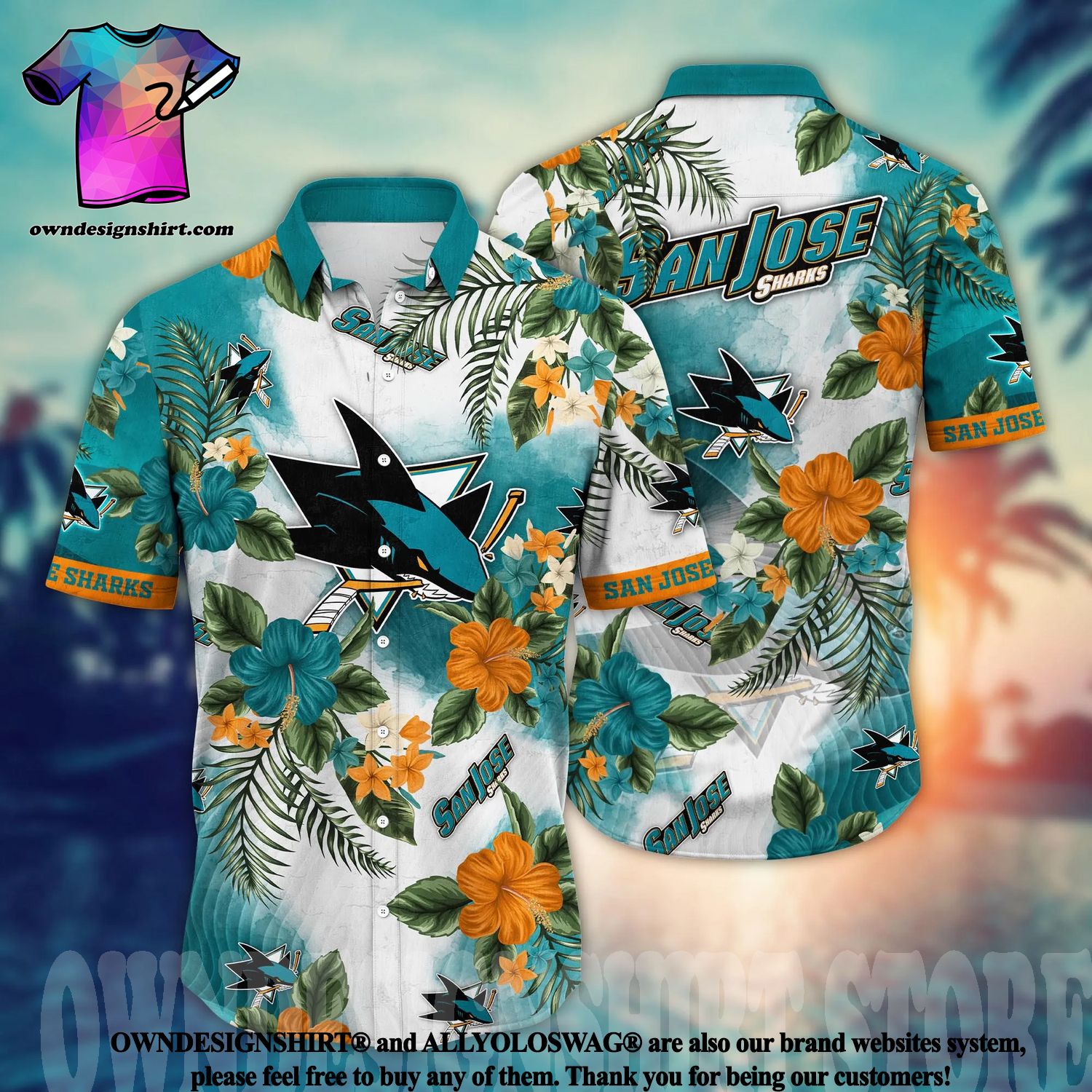 San Jose Sharks NHL Flower 3D All Over Printed Hawaiian Shirt