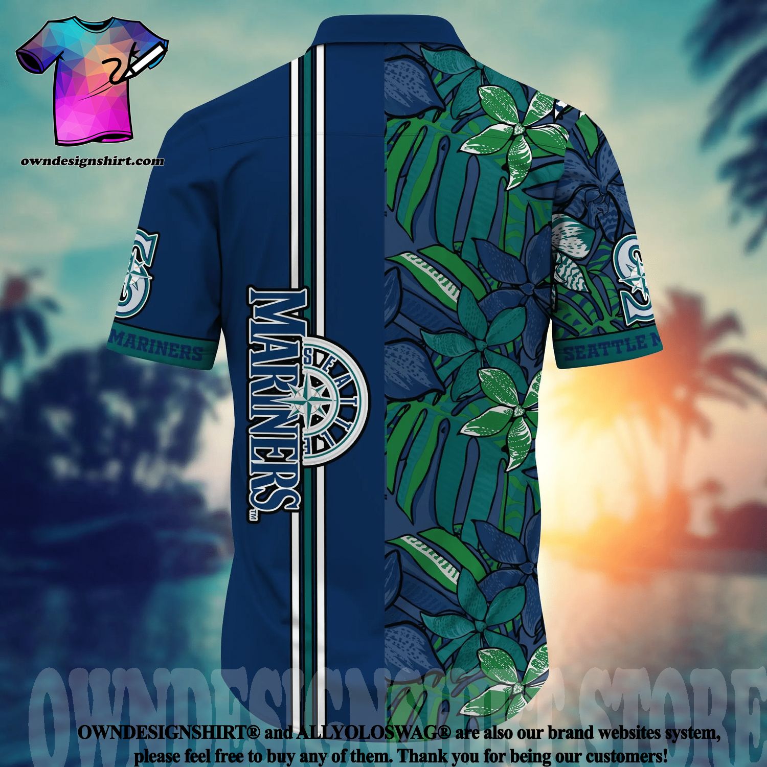 Seattle Mariners Hawaiian Shirt Baby Yoda Hibiscus Flower Mariners