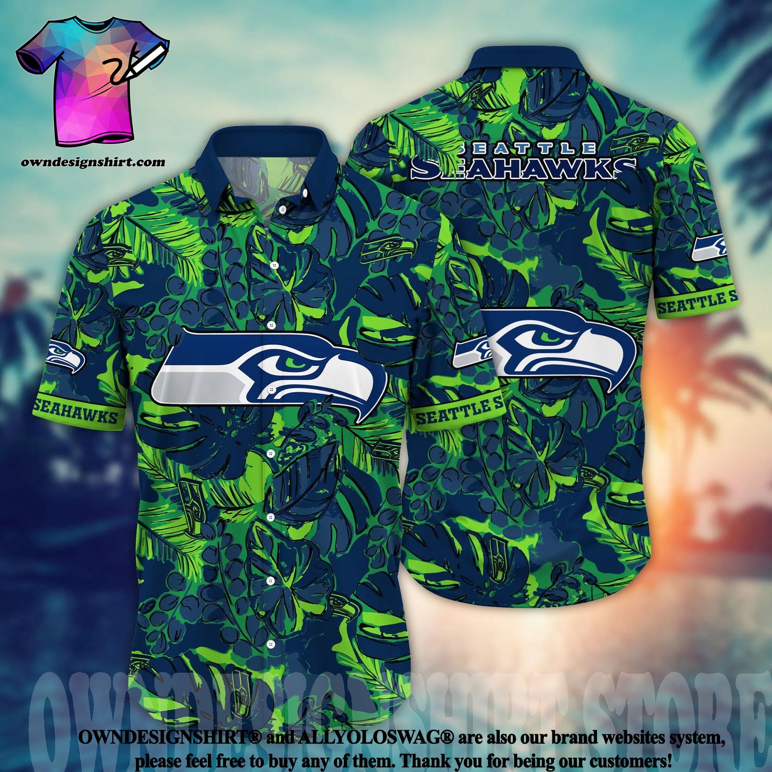 Custom Name Seattle Seahawks Hawaiian Shirt NFL Football Aloha