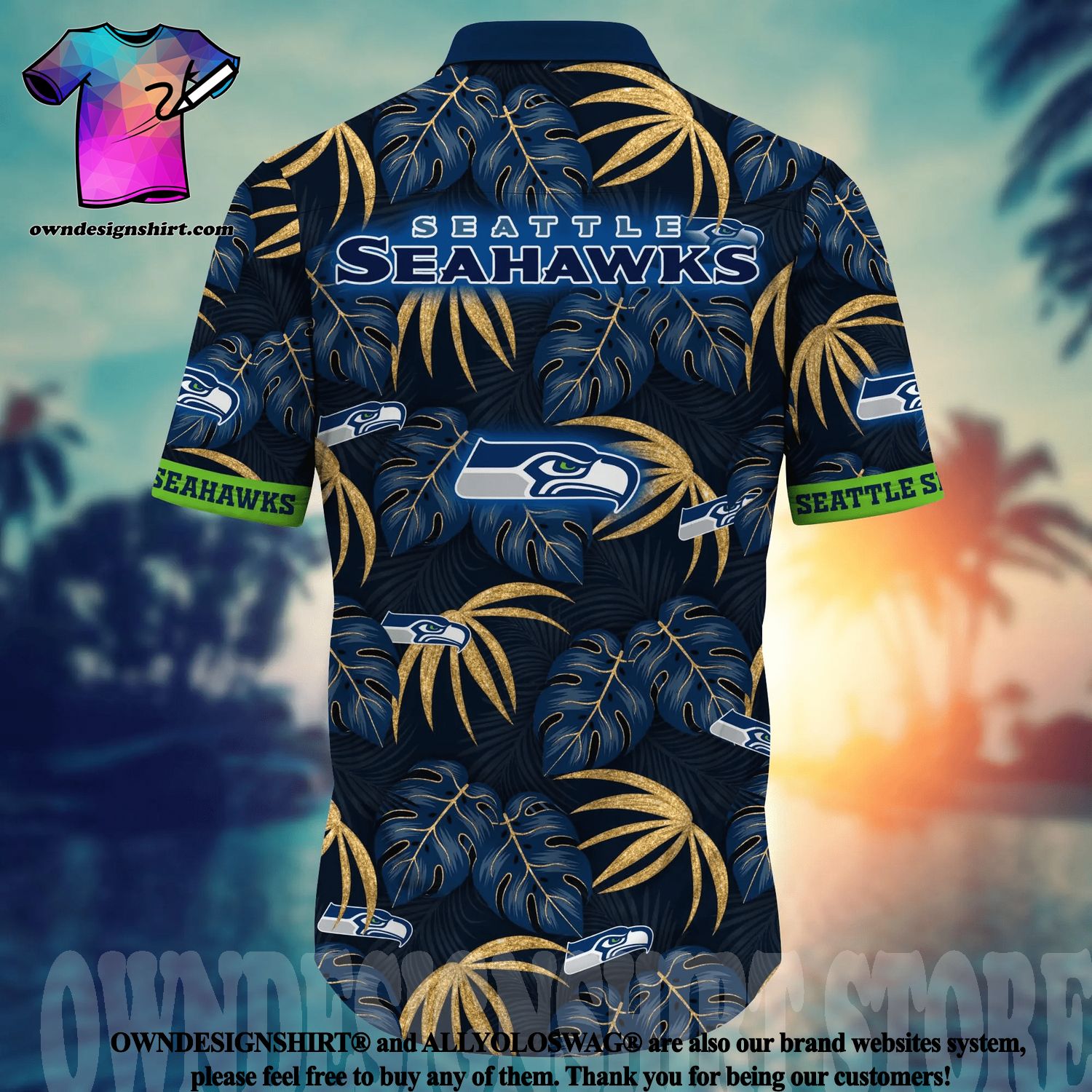 Custom Name Seattle Seahawks Tropical Flowers Pattern Printed 3D