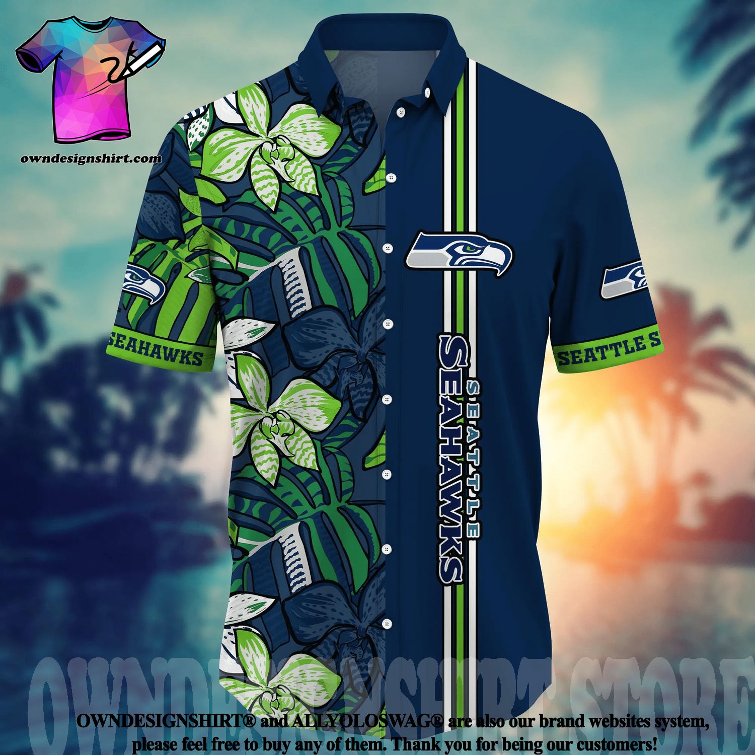 Seattle Seahawks 3D Hawaiian Shirt Mascot Custom Hawaiian Shirts