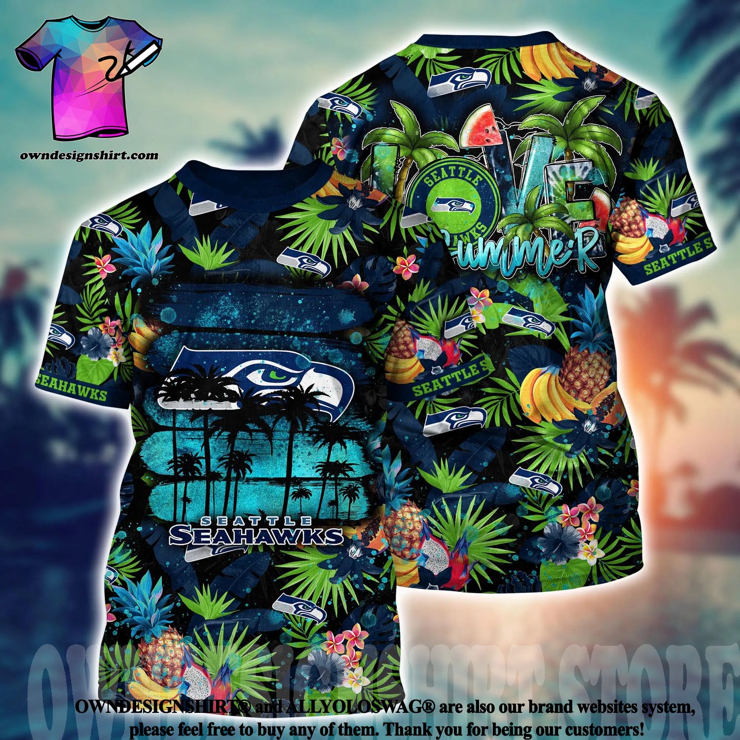 Custom Name Seattle Seahawks NFL Aloha Hawaiian Shirt –