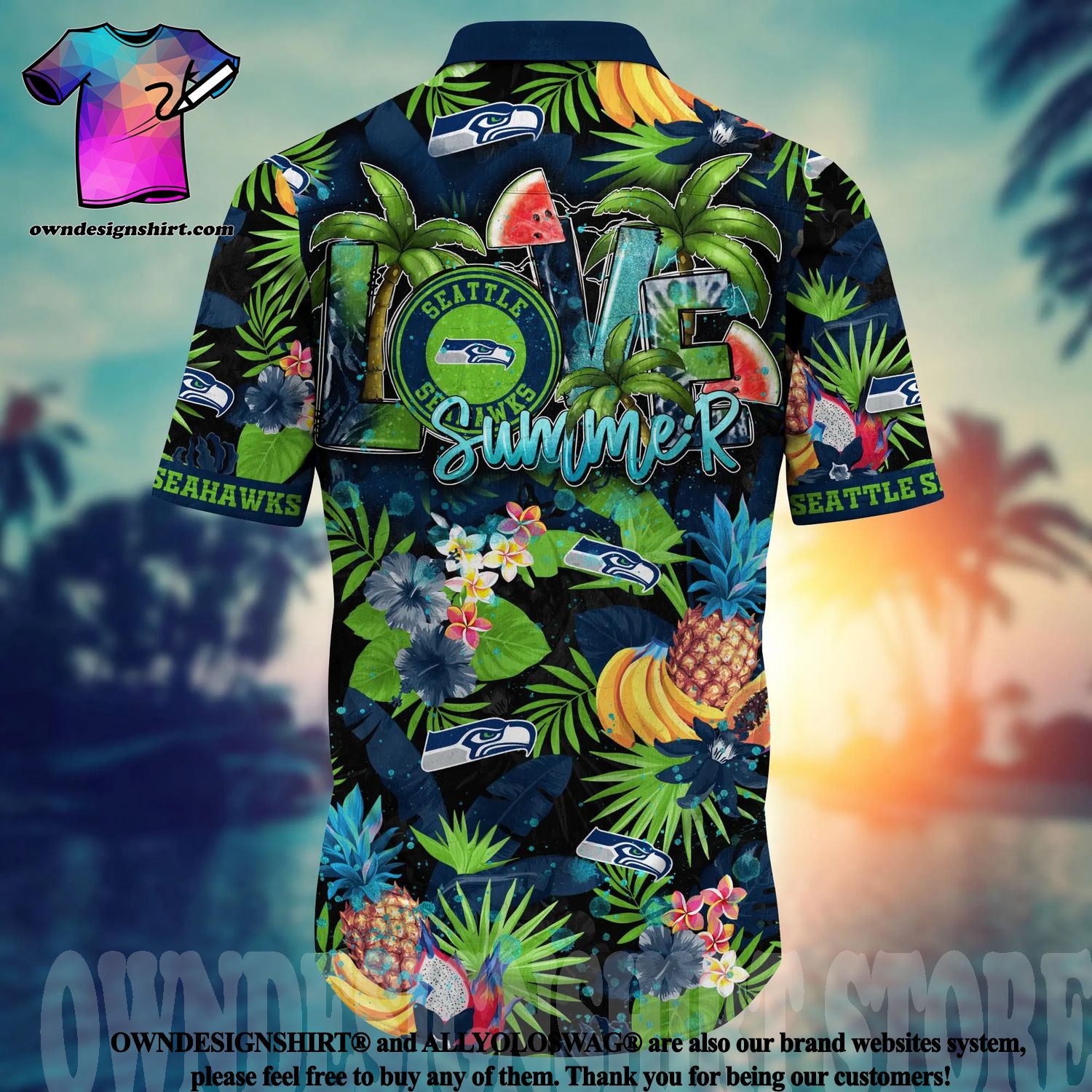 Nfl Seattle Seahawks Navy Mascot Trendy Hawaiian Shirt Aloha Shirt - Trendy  Aloha