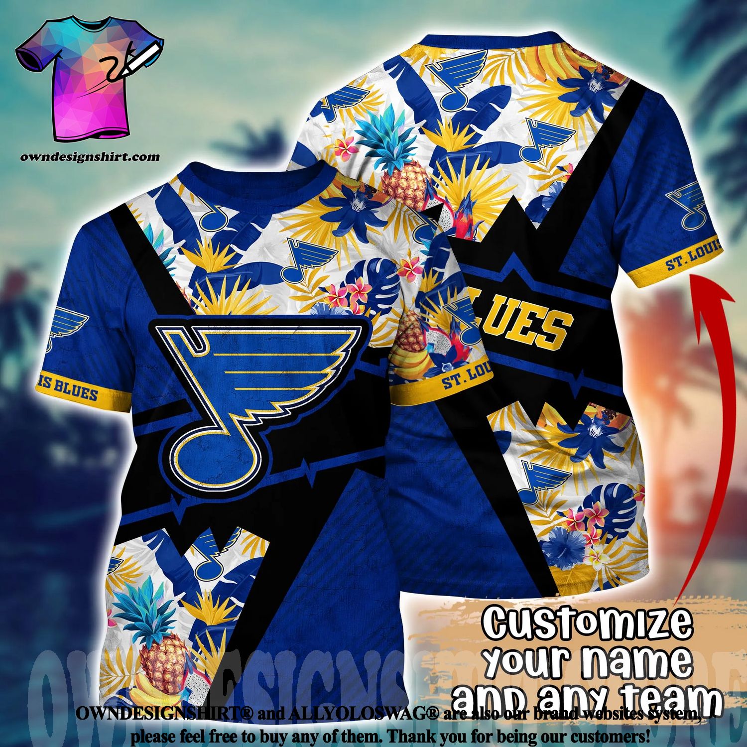 The best selling] St Louis Blues NHL Flower Classic Full Printing