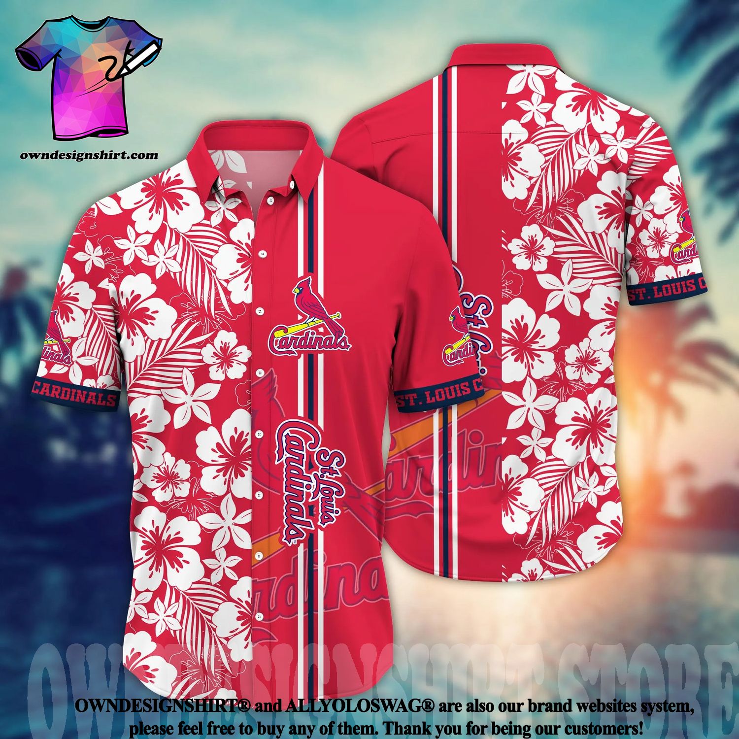 Men's St. Louis Cardinals All-Over Print Button-Down Shirt Size XL Hawaiian  MLB