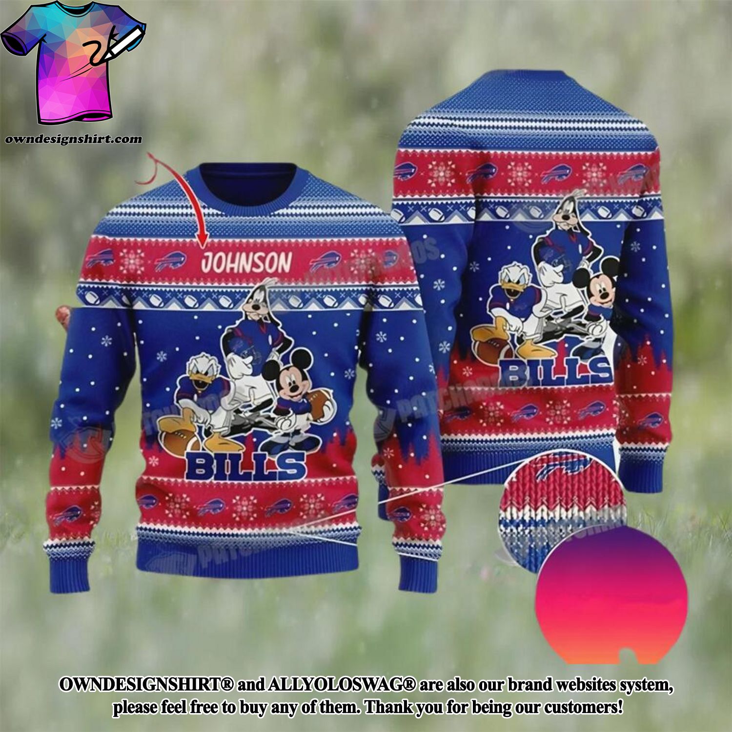 Buffalo Bills Disney Mickey Mouse Personalized Christmas Ugly Sweater Gift For Fan