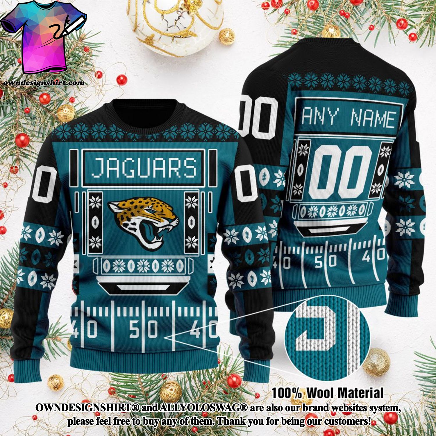 Jacksonville Jaguars Christmas Reindeers Pattern Ugly Christmas Sweater