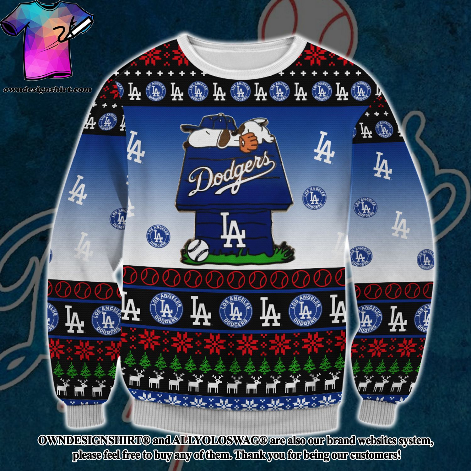 Los Angeles Dodgers 3D Ugly Christmas Sweater