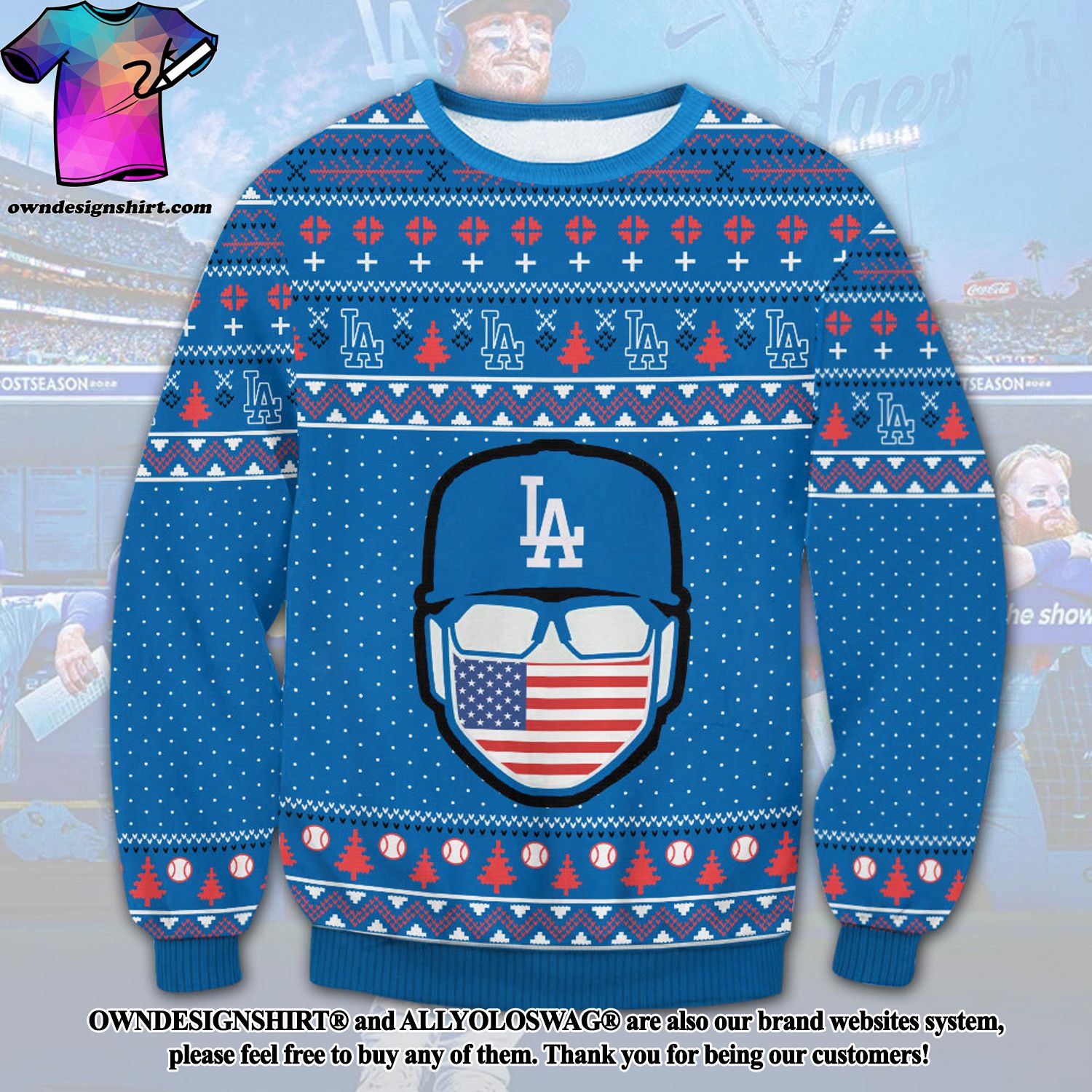 Los Angeles Dodgers Basic Pattern Knitted Ugly Christmas Sweater