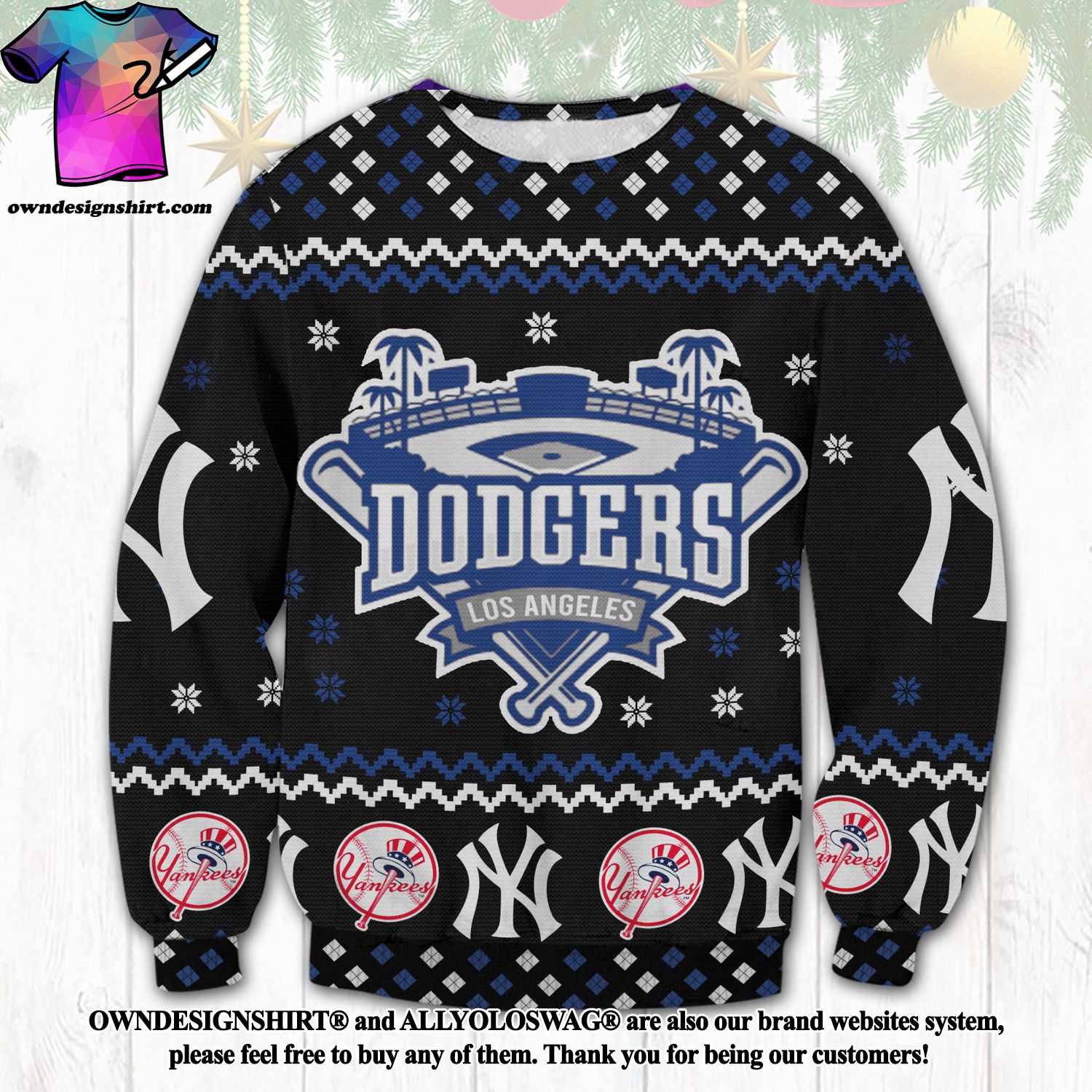 Los Angeles Dodgers Basic Pattern Knitted Ugly Christmas Sweater