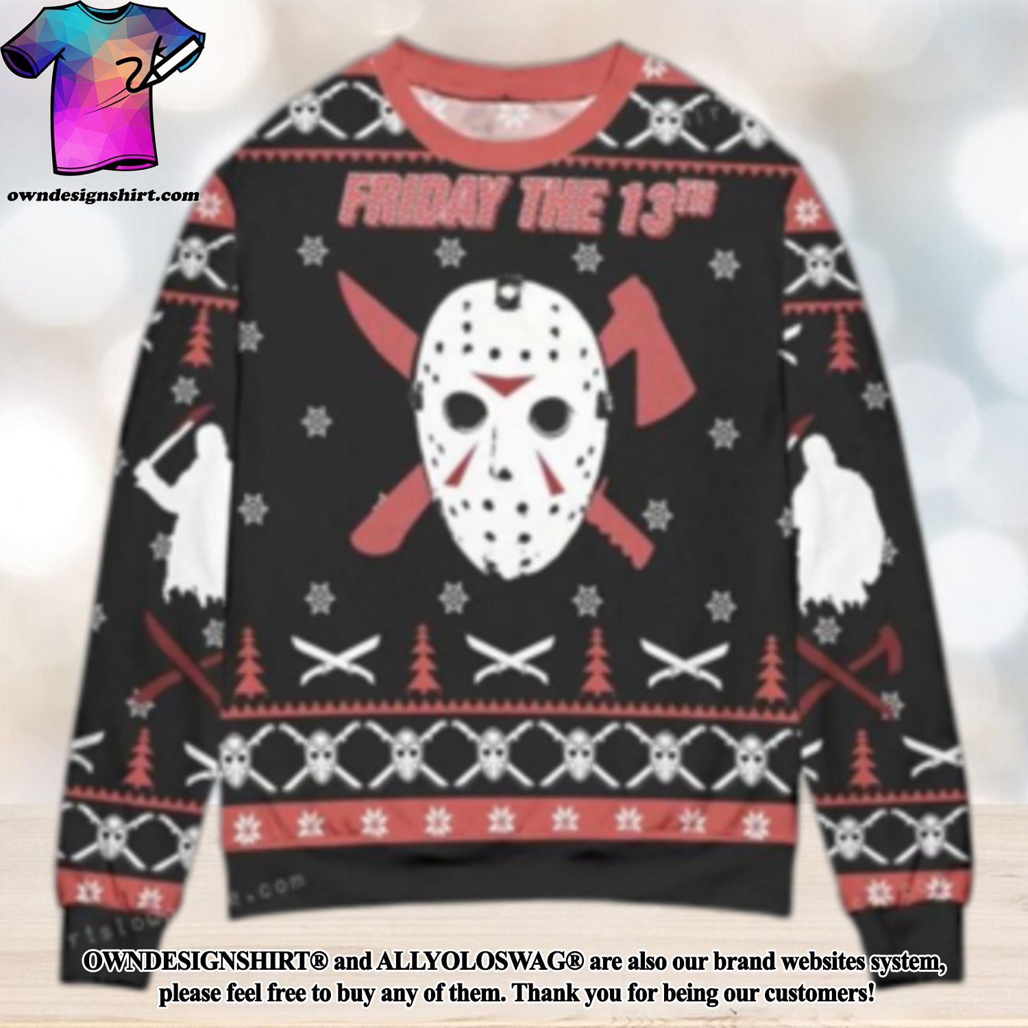 [The best selling] Friday The 13th Jason Voorhees Mask Ugly Sweater