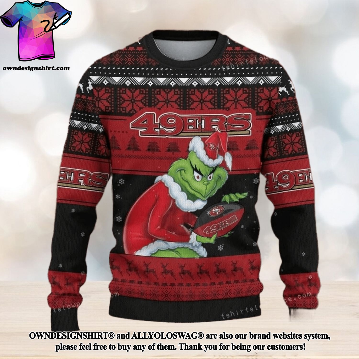 [The best selling] Grinch San Francisco 49er Red Ugly Sweater